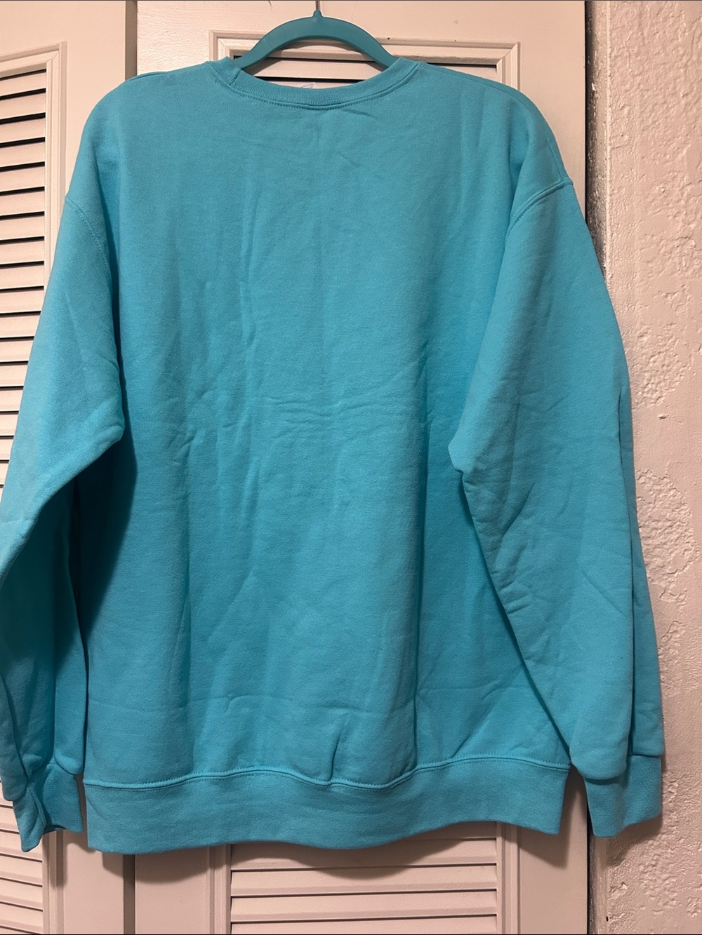 Aqua Blue Jerzees Nublend Plus New Lighthouse Clouds Graphic Sweatshirt LARGE - Picture 5 of 5